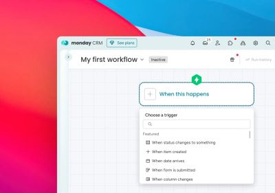 monday.com Workflow Center blank canvas