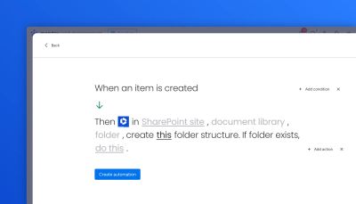 Select the SharePoint site, document library, and folder