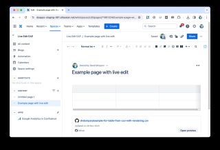 Confluence page in Live Edit state