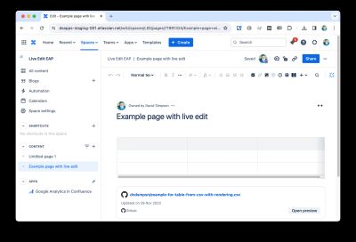 Confluence page in Live Edit state