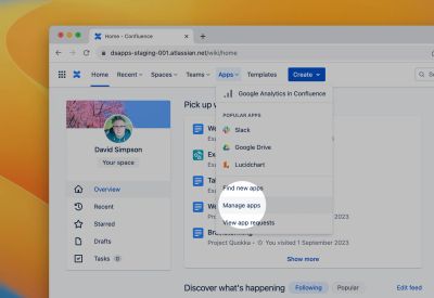 Apps menu showing Manage Apps option