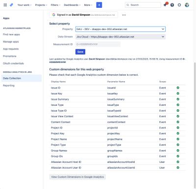 Green checks confirming custom dimensions created
