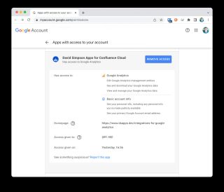 Remove Access button in Google account permissions