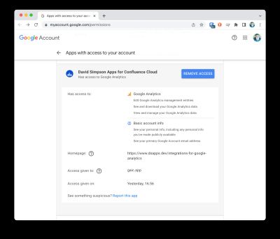 Remove Access button in Google account permissions