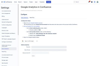 Data collection configuration screen