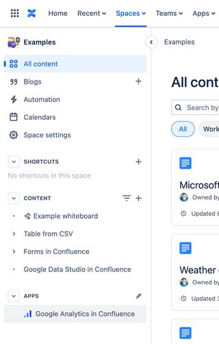 Space Analytics access via Apps section of left hand menu