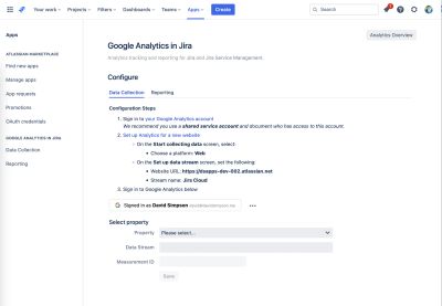 Data collection configuration screen