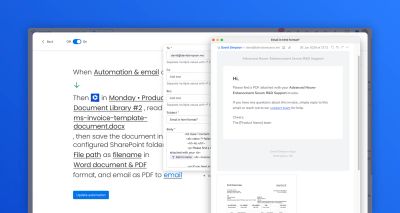 Example automation block, and HTML email produced