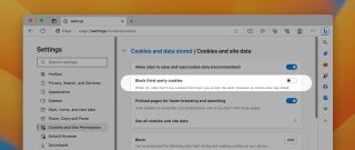 Edge cookies settings