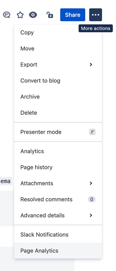 Content Analytics menu item in Tools/More actions menu