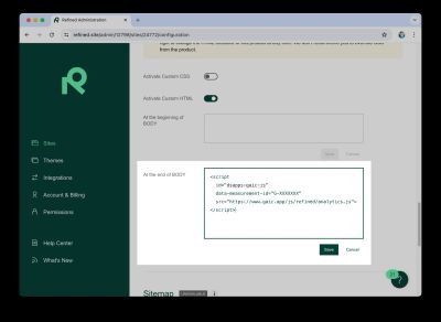 HTML pasted at end of BODY in Refined Custom HTML settings