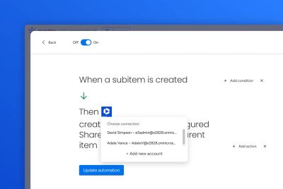 Select account - Create folder for subitem in SharePoint