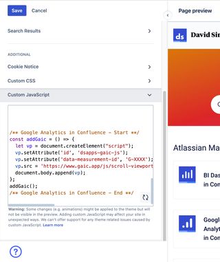 Custom JavaScript field with pasted code