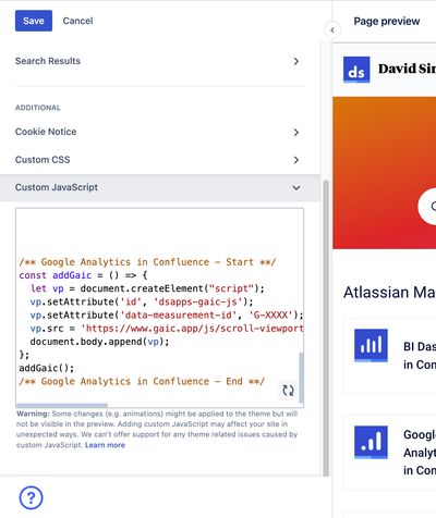 Custom JavaScript field with pasted code