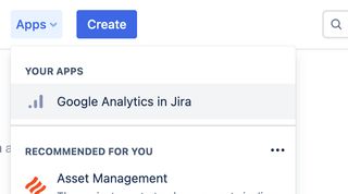 Apps menu showing Google Analytics in Jira