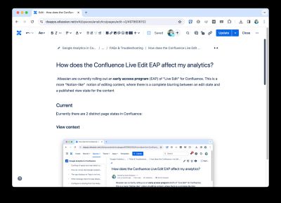 Confluence page in edit context