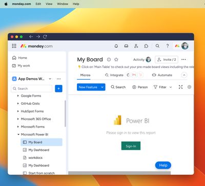 Sign-in prompt in the monday.com desktop app