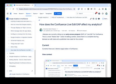 Confluence page in view context