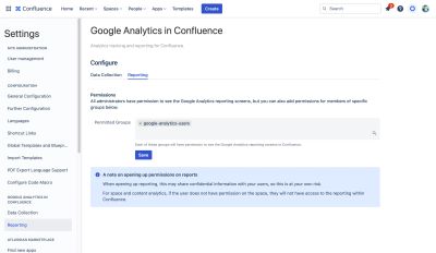 Reporting configuration screen