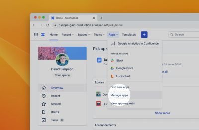 Manage apps menu item