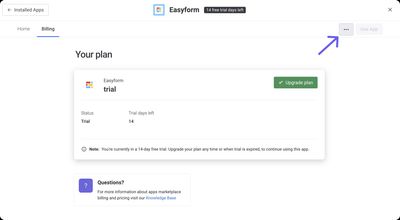 Cancel subscription menu