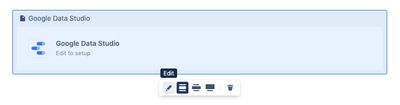 Data Studio macro in Confluence with the Edit icon highlighted