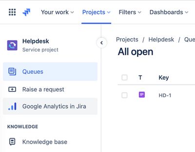 Project Analytics in Jira Service Management left hand menu