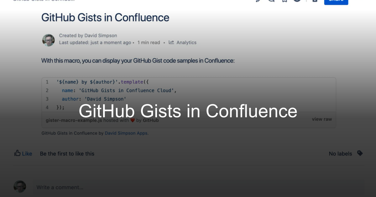 GitHub Gists in Confluence | David Simpson Apps