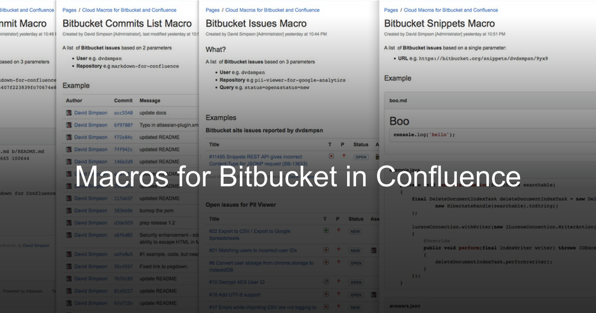 Macros for Bitbucket in Confluence | David Simpson Apps