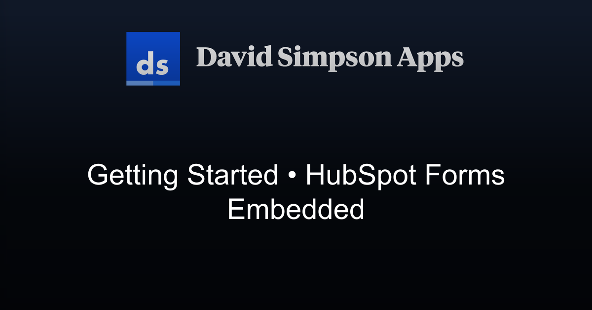 Getting Started | HubSpot Forms Embedded