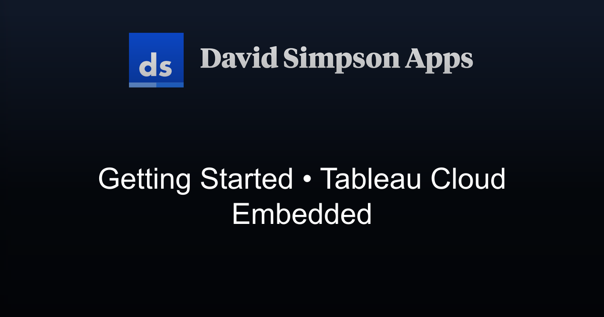 Getting Started | Tableau Cloud Embedded