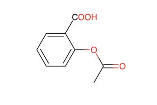 Aspirin 2D molecular structure rendered by the SMILES macro