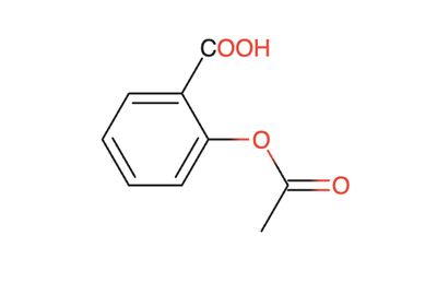 Aspirin 2D molecular structure rendered by the SMILES macro