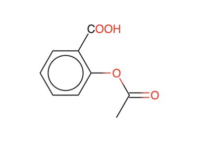 2D molecular structure of Aspirin rendered from InChI notation
