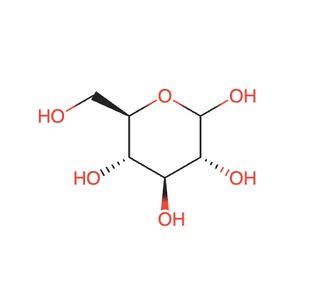 2D molecular structure of Glucose rendered from InChI notation