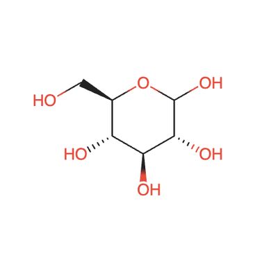 2D molecular structure of Glucose rendered from InChI notation