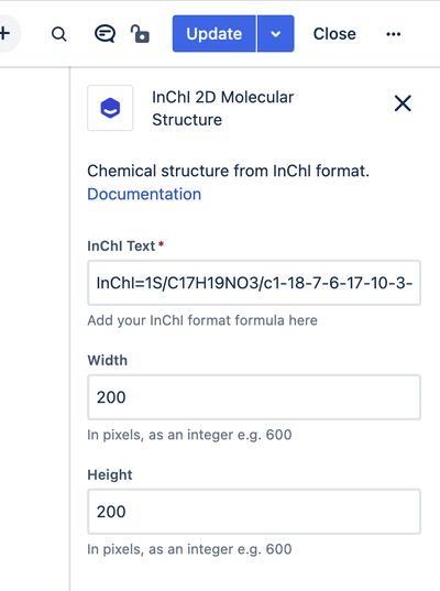InChI 2D Molecular Structure macro properties panel with InChI text input