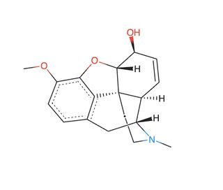 2D molecular structure of Codeine rendered from InChI notation