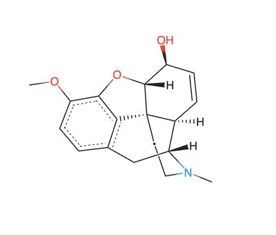 2D molecular structure of Codeine rendered from InChI notation