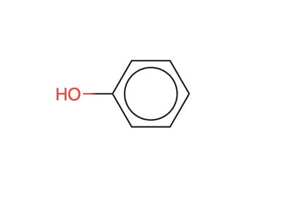 2D molecular structure of Phenol rendered from InChI notation