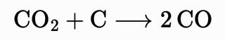 mhchem rendered chemical equation: CO₂ + C → 2CO