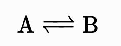 mhchem rendered equilibrium arrow: A ⇌ B