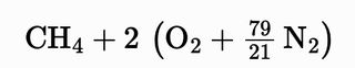 mhchem rendered chemical formula with large parentheses: CH₄ with oxygen and nitrogen