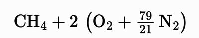 mhchem rendered chemical formula with large parentheses: CH₄ with oxygen and nitrogen