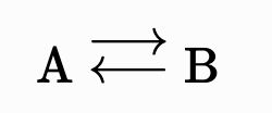 mhchem rendered double equilibrium arrow: A ⟵⟶ B