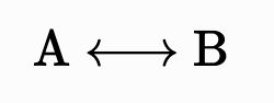 mhchem rendered reversible reaction arrow: A ↔ B
