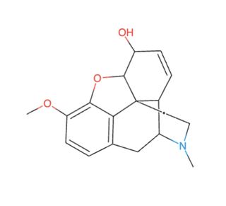 2D molecular structure of Codeine rendered from SMILES notation