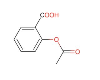 2D molecular structure of Aspirin rendered from SMILES notation