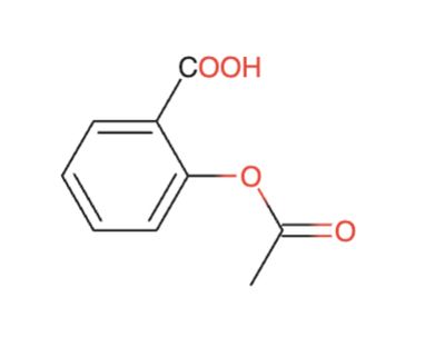 2D molecular structure of Aspirin rendered from SMILES notation