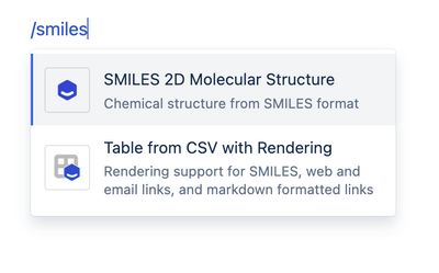Confluence editor showing /smiles macro selection
